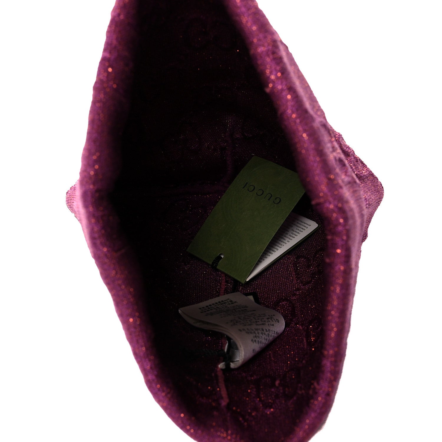 Gucci Polyblend GG Monogram Shine Embhat Beanie Hat M Fuxia 3 of 4