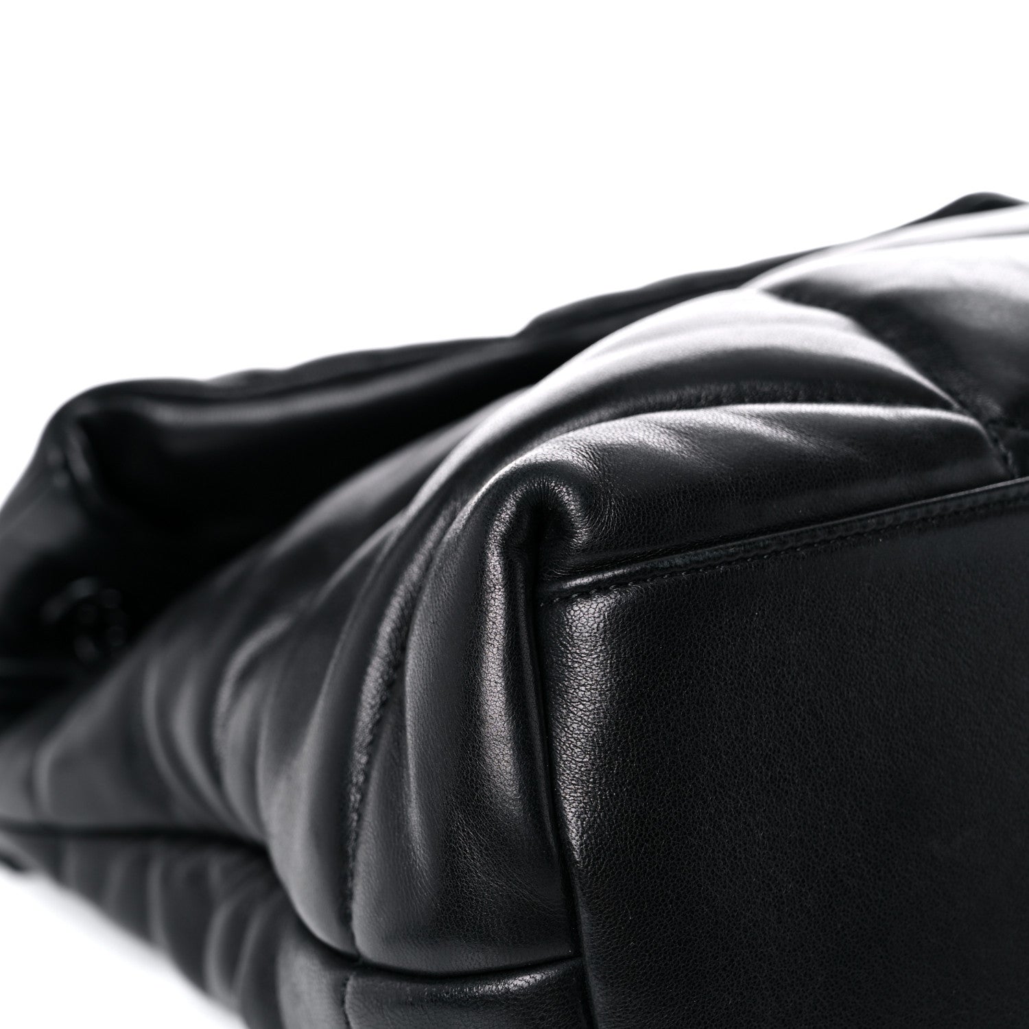 Saint Laurent Lambskin Quilted Medium Loulou Puffer Monogram Chain Satchel Black 8 of 16