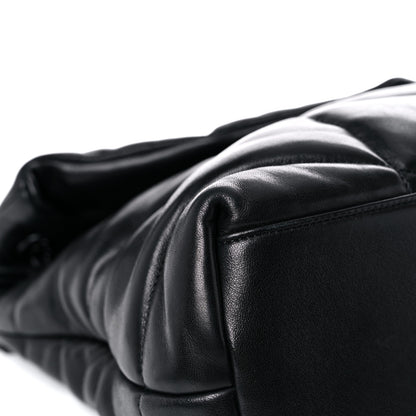 Saint Laurent Lambskin Quilted Medium Loulou Puffer Monogram Chain Satchel Black 8 of 16