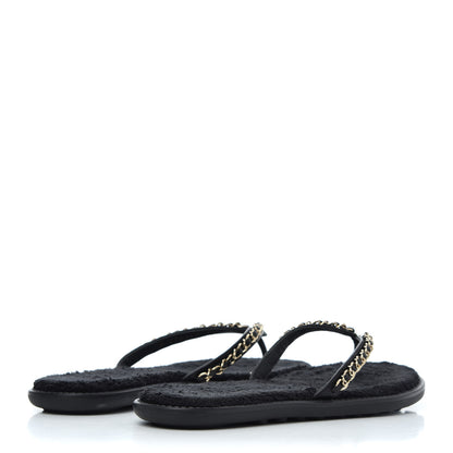 Chanel Lambskin CC Chain Thong Sandals 39 Black 4 of 14