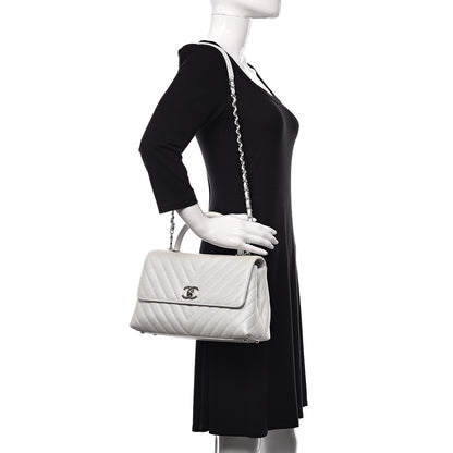 Chanel Iridescent Caviar Chevron Quilted Small Coco Handle Flap White 2 of 10