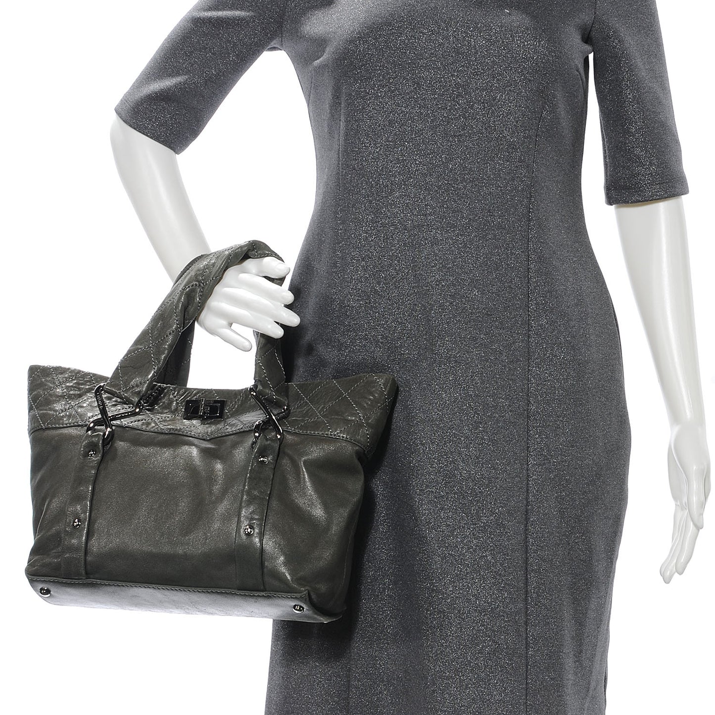Quilted Lambskin 8 Knots Tote Grey
