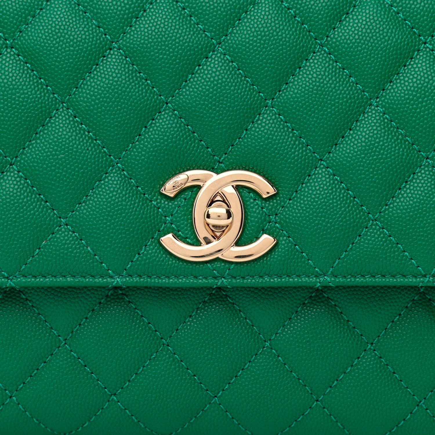 Chanel Caviar Quilted Small Coco Handle Flap Green 8 of 10