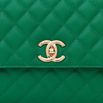 Chanel Caviar Quilted Small Coco Handle Flap Green 8 of 10