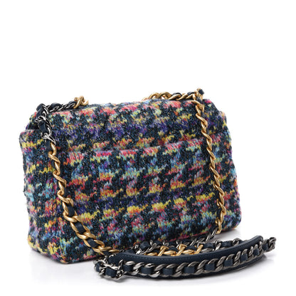 Chanel Tweed Quilted Medium Chanel 19 Flap Dark Multicolor 3 of 10