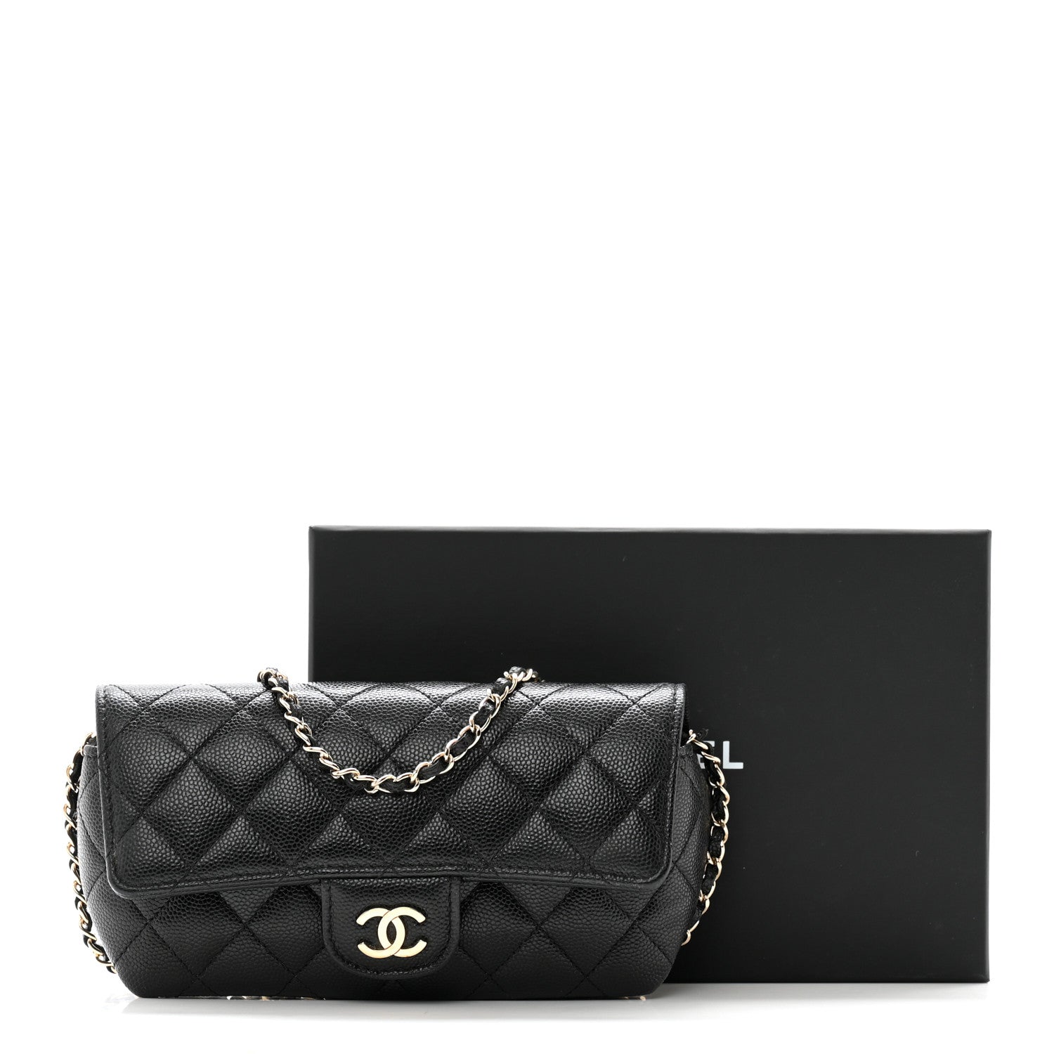 Chanel Caviar Quilted Glasses Case With Chain Black 10 of 10