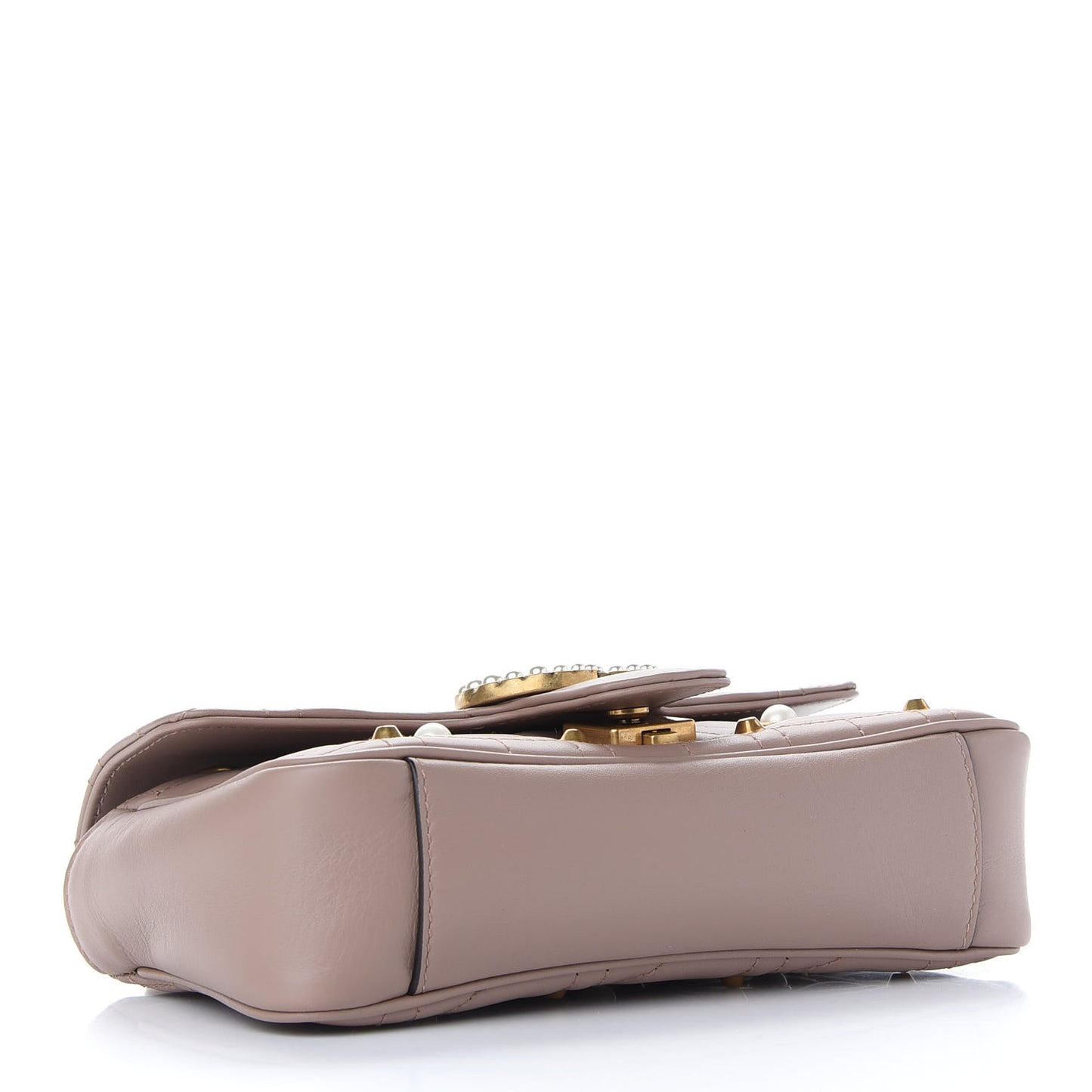 Calfskin Matelasse Studded Mini Pearly GG Marmont Shoulder Bag Porcelain Rose