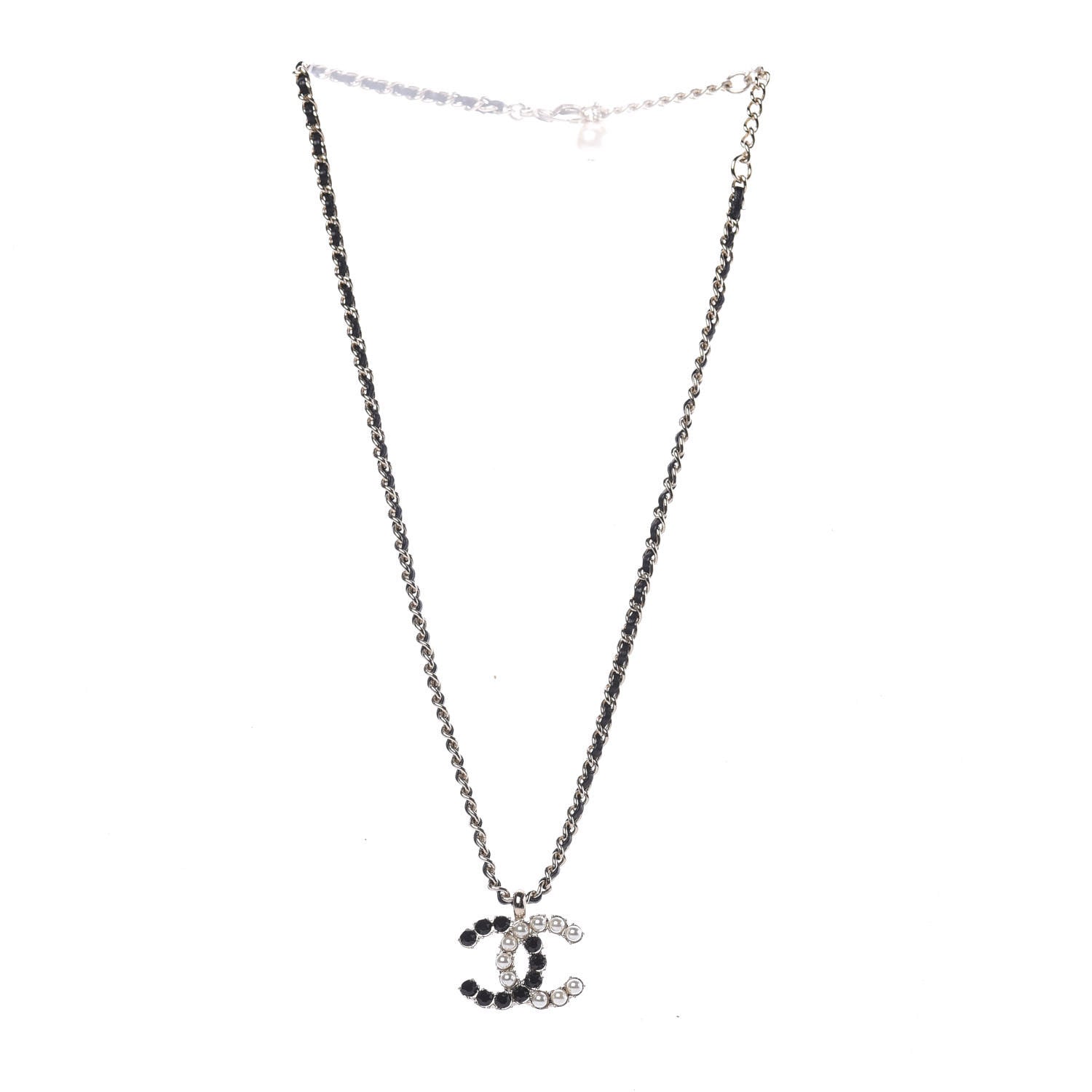 Chanel Lambskin Resin Pearl Dazzling Domino Short Necklace Gold Black 3 of 6