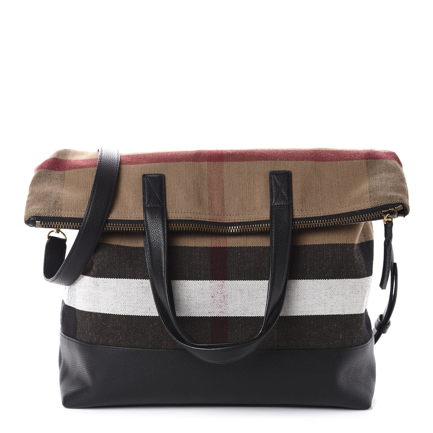 Grainy Calfskin Mega Check Armley Folding Messenger Black