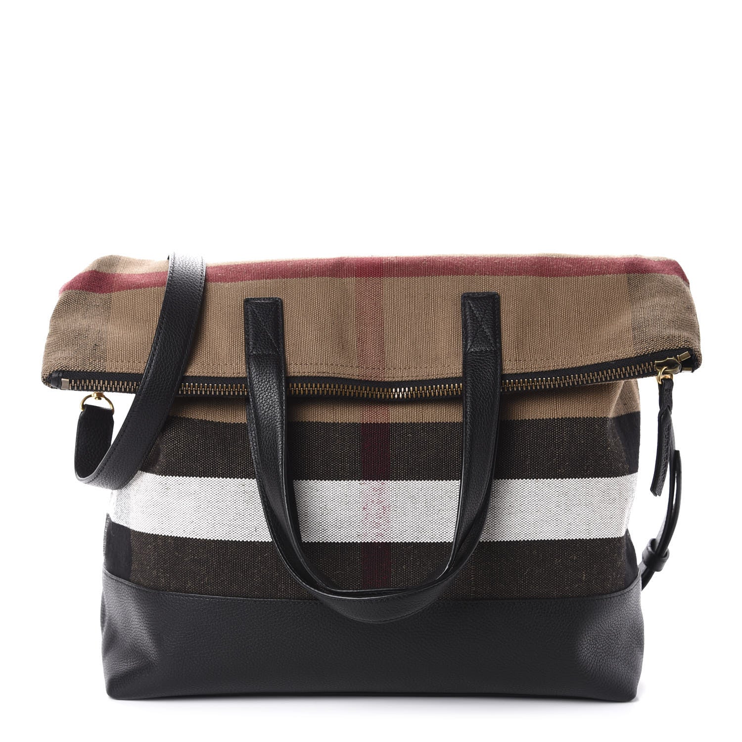 Burberry Grainy Calfskin Mega Check Armley Folding Messenger Black 1 of 11