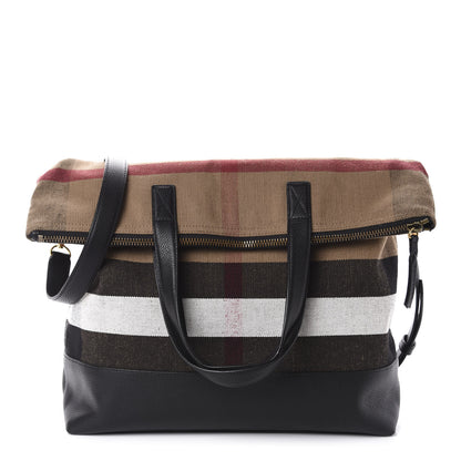 Burberry Grainy Calfskin Mega Check Armley Folding Messenger Black 1 of 11