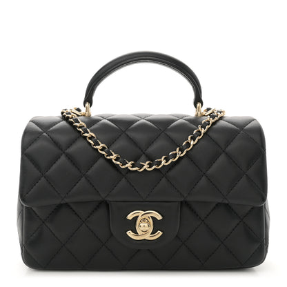 Chanel Lambskin Quilted Mini Top Handle Rectangular Flap Black 1 of 11