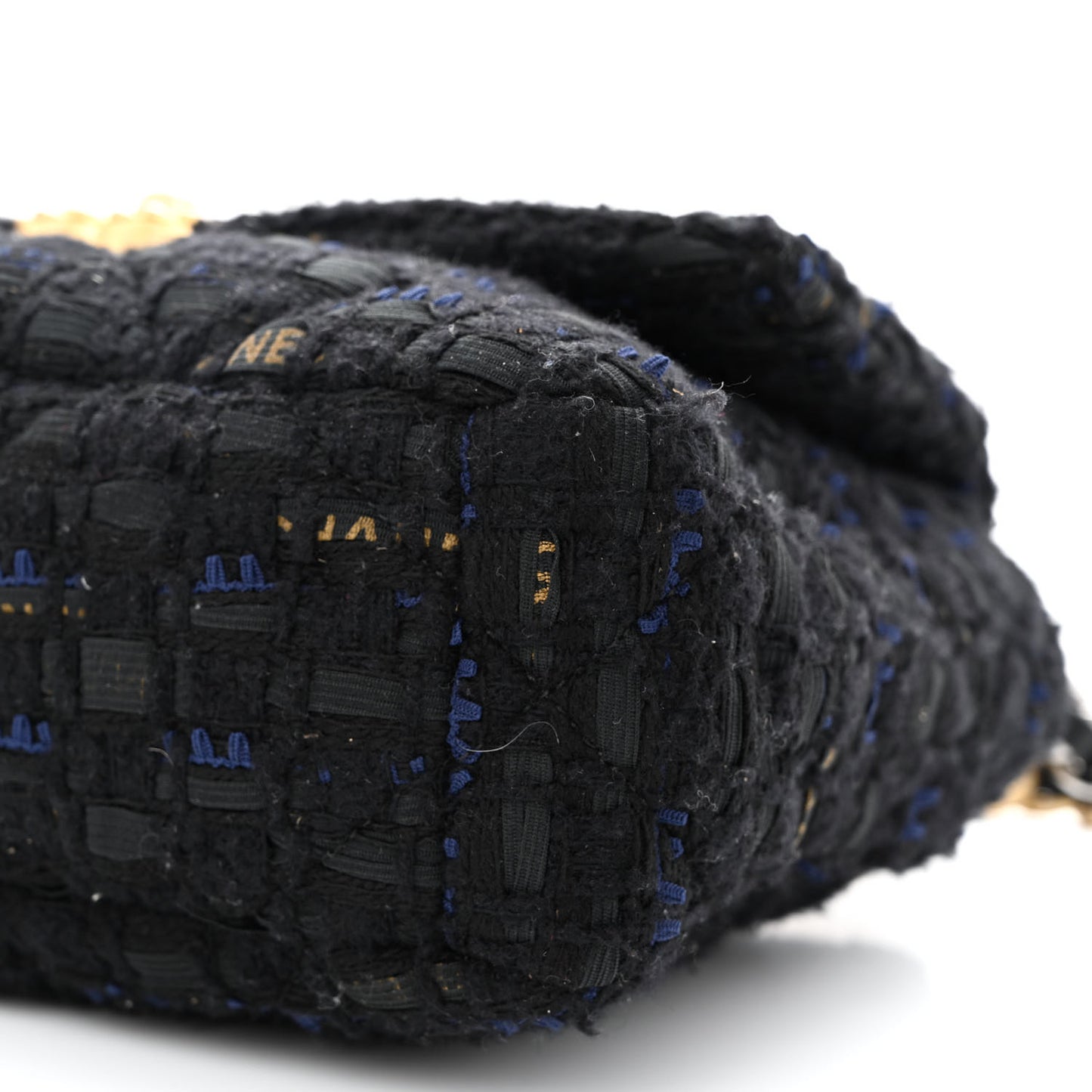 Tweed Quilted Medium Chanel 19 Flap Black Navy Gold