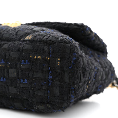 Chanel Tweed Quilted Medium Chanel 19 Flap Black Navy Gold 10 of 11