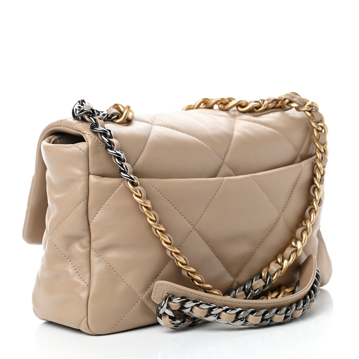 Chanel Lambskin Quilted Large Chanel 19 Flap Dark Beige 2 of 5