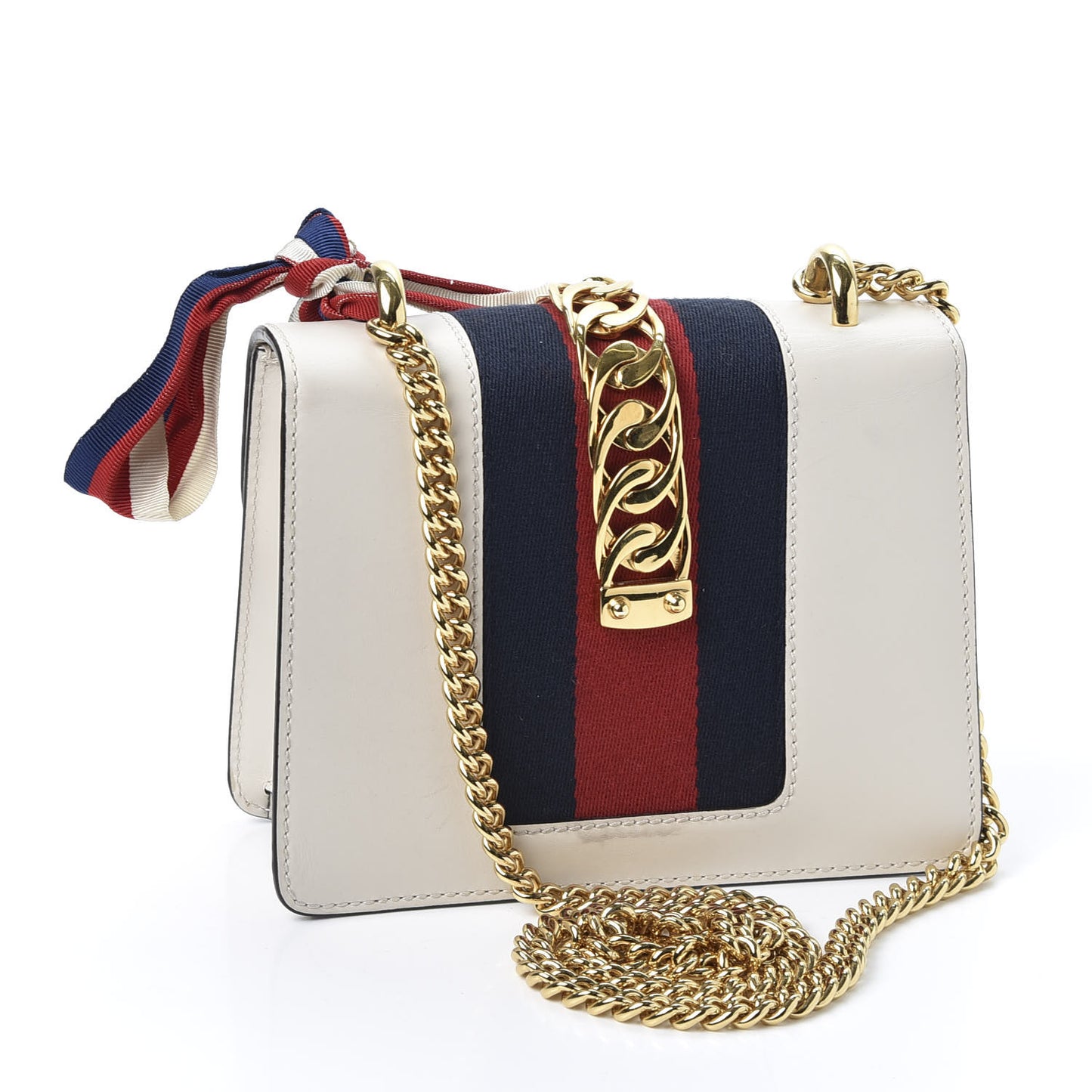 Calfskin Mini Sylvie Chain Shoulder Bag White