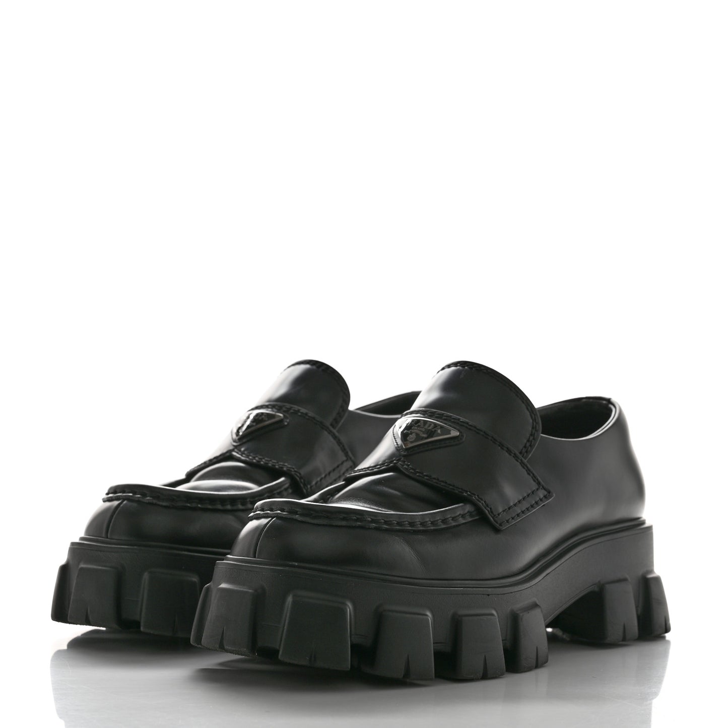 Spazzolato Rois Metal Triangle Logo Mens Monolith 60mm Loafers 6 Black