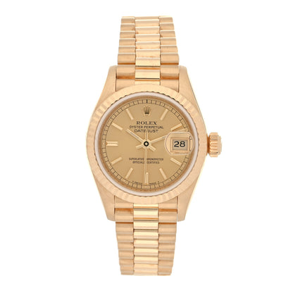 Rolex 18K Yellow Gold 26mm Oyster Perpetual Datejust President Watch Champagne 69178 1 of 4