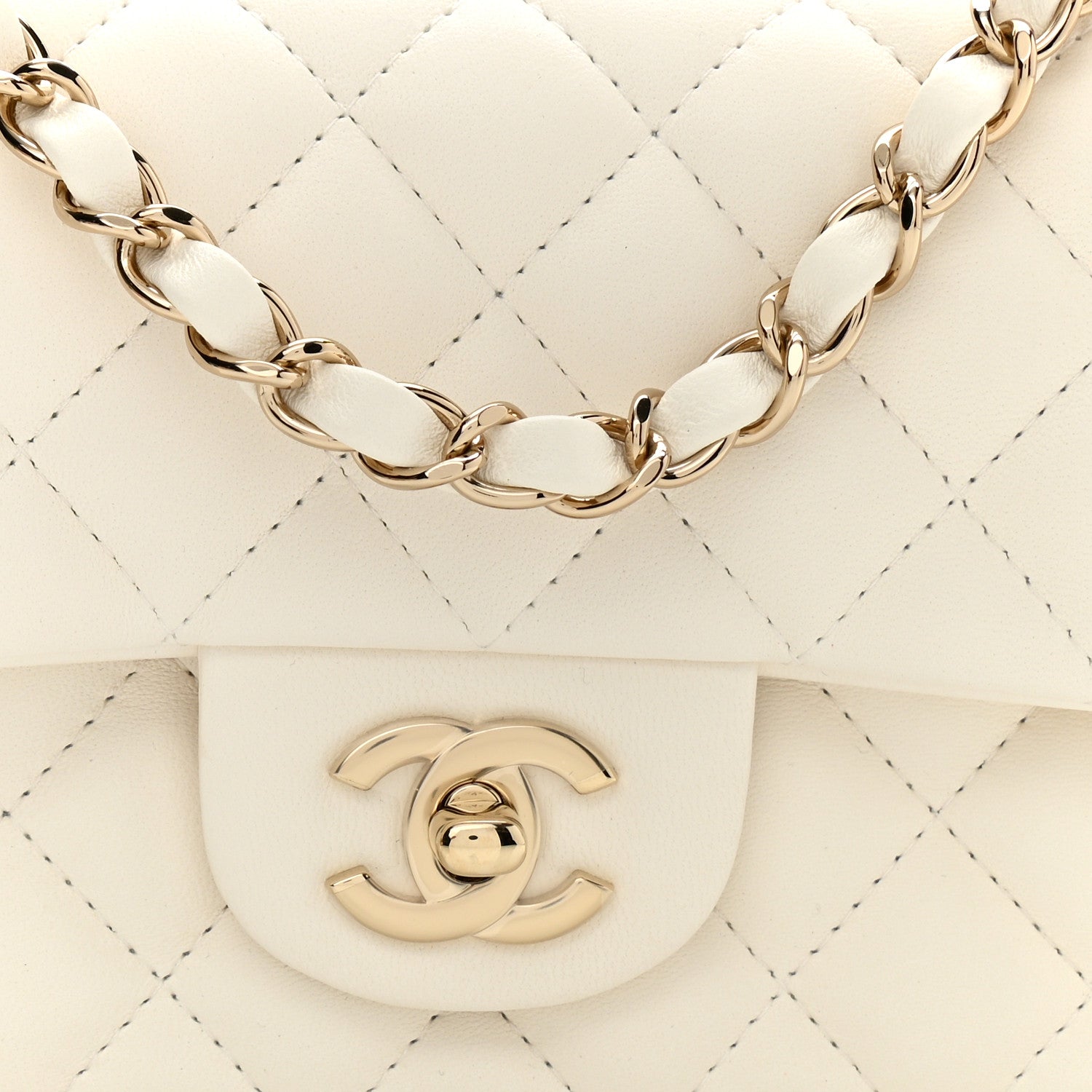 Chanel Lambskin Quilted Mini Rectangular Flap White 8 of 11