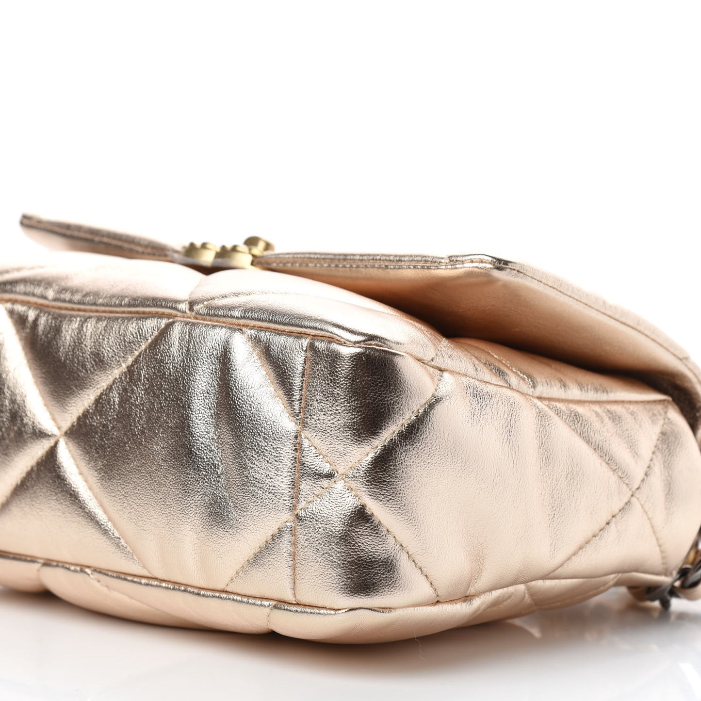 Metallic Lambskin Quilted Medium Chanel 19 Flap Gold