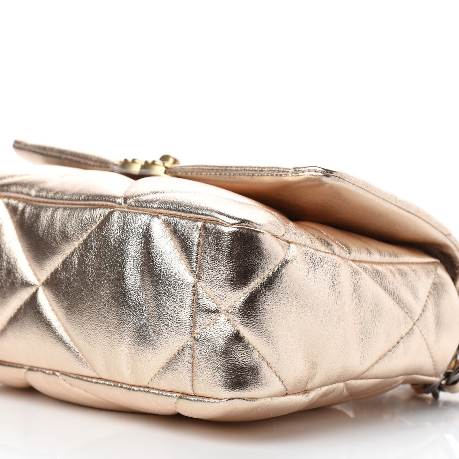 Chanel Metallic Lambskin Quilted Medium Chanel 19 Flap Gold 7 of 11