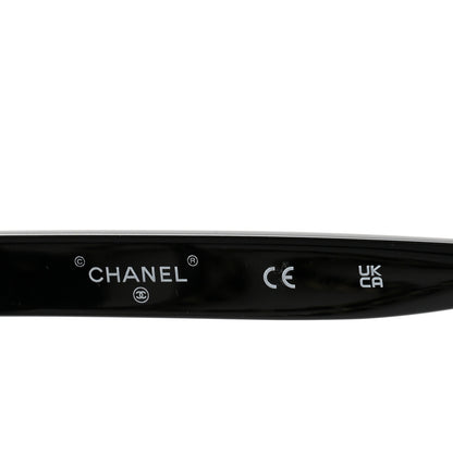 Chanel Acetate Metal Calfskin Chain Rectangle Sunglasses 71627A Black Transparent 5 of 8