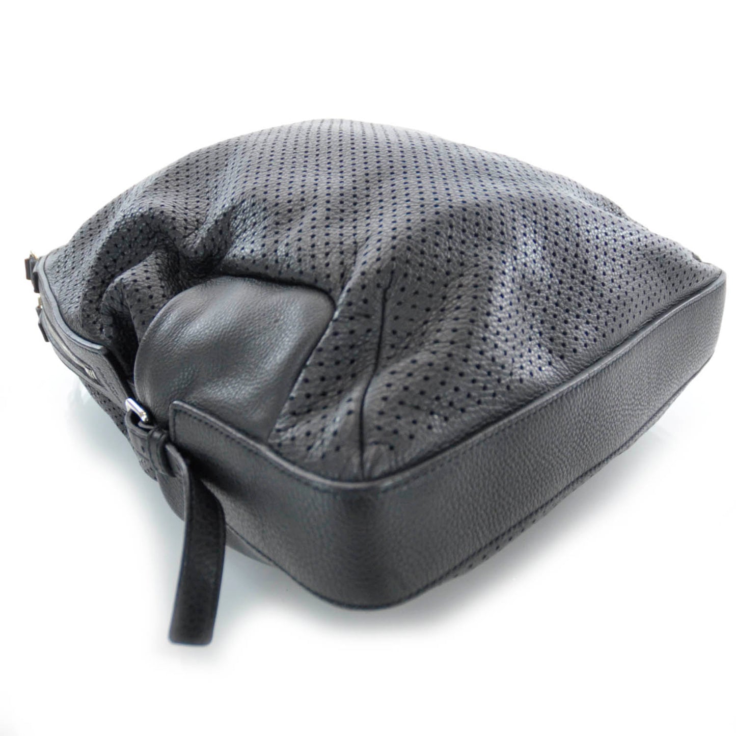 Perforated Leather Zipped Tote Black