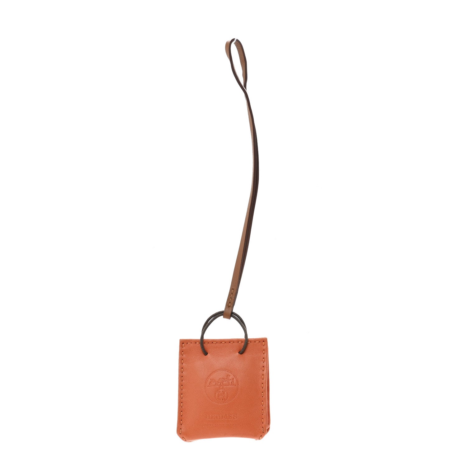 Hermes Milo Lambskin Swift Shopping Bag Charm Feu Gold 1 of 7