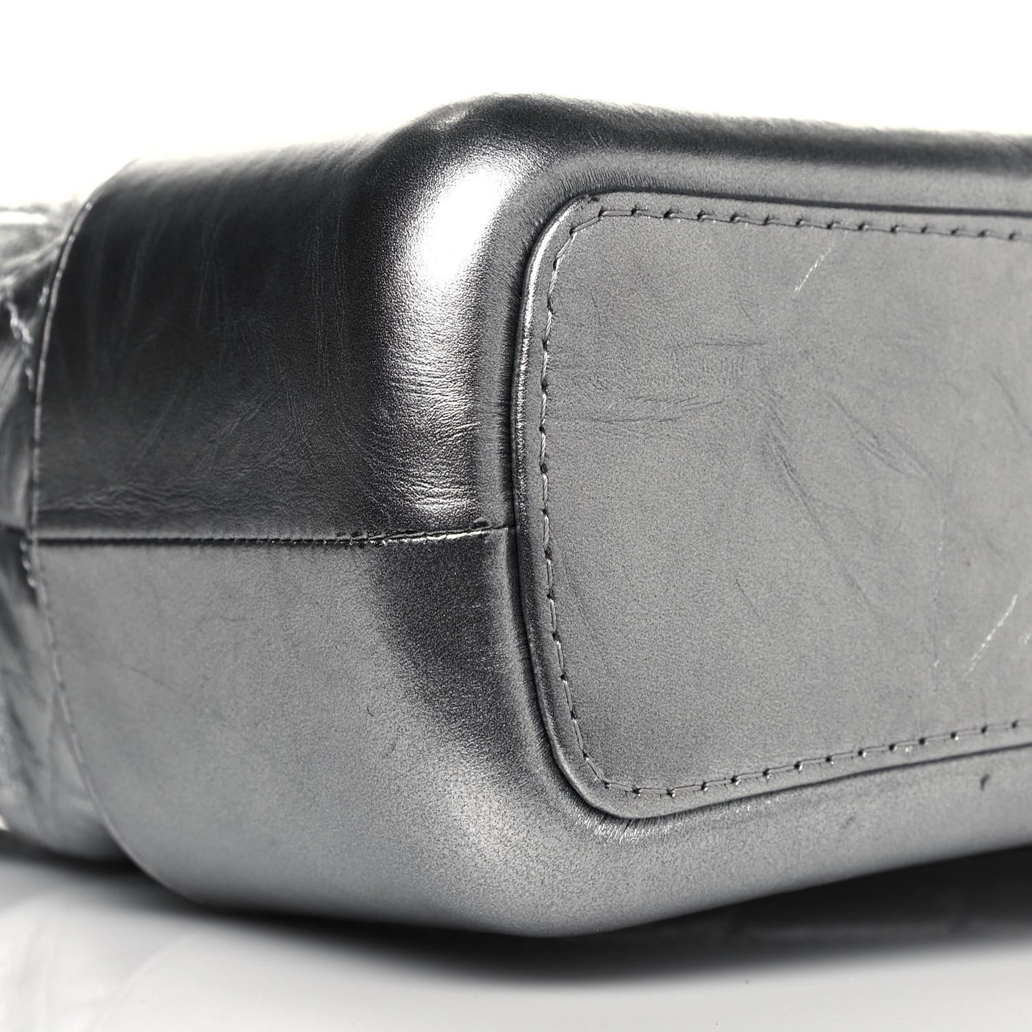 Metallic Lambskin Calfskin Quilted Medium Gabrielle Hobo Silver
