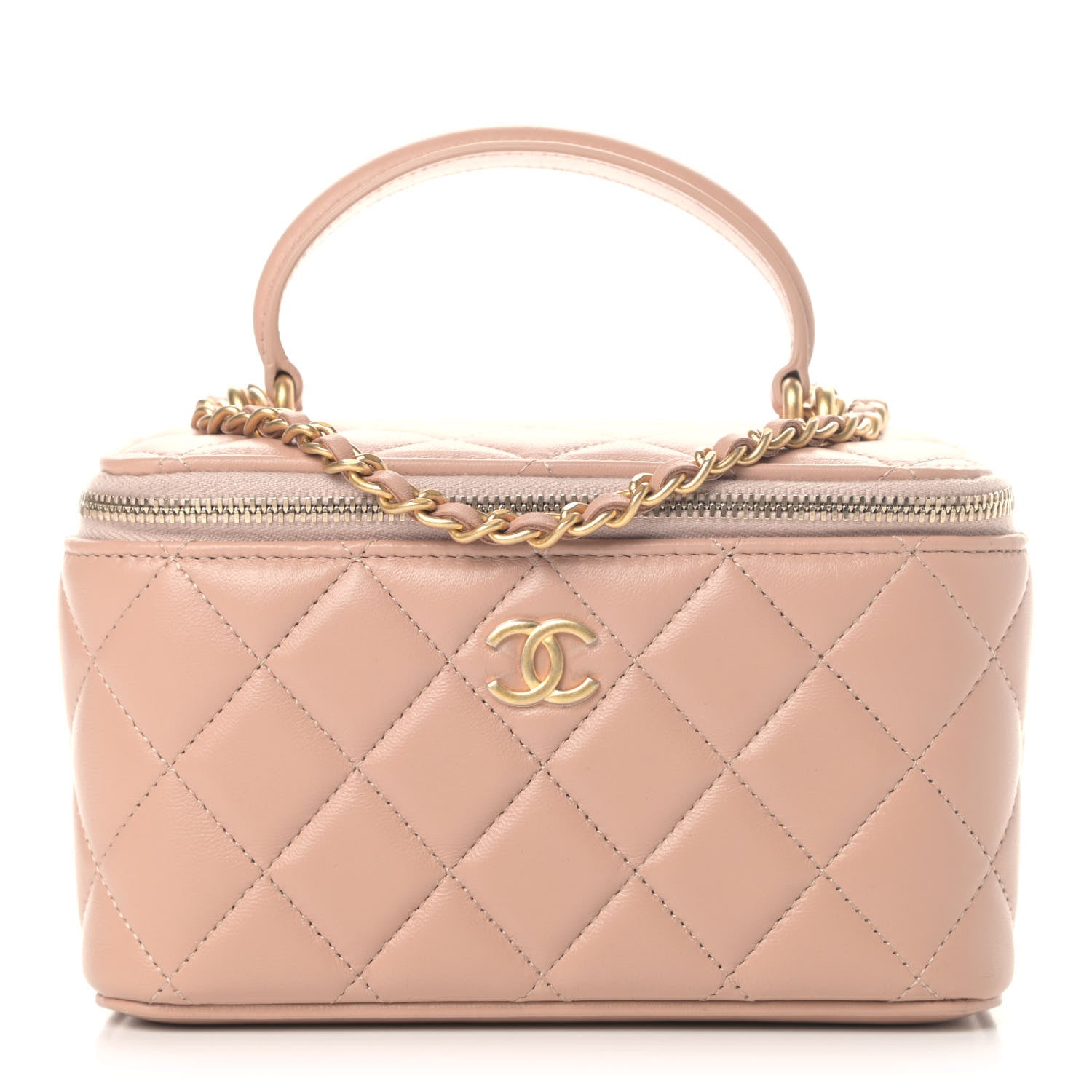 Chanel Lambskin Quilted Small Top Handle Vanity Case With Chain Beige 1 of 4