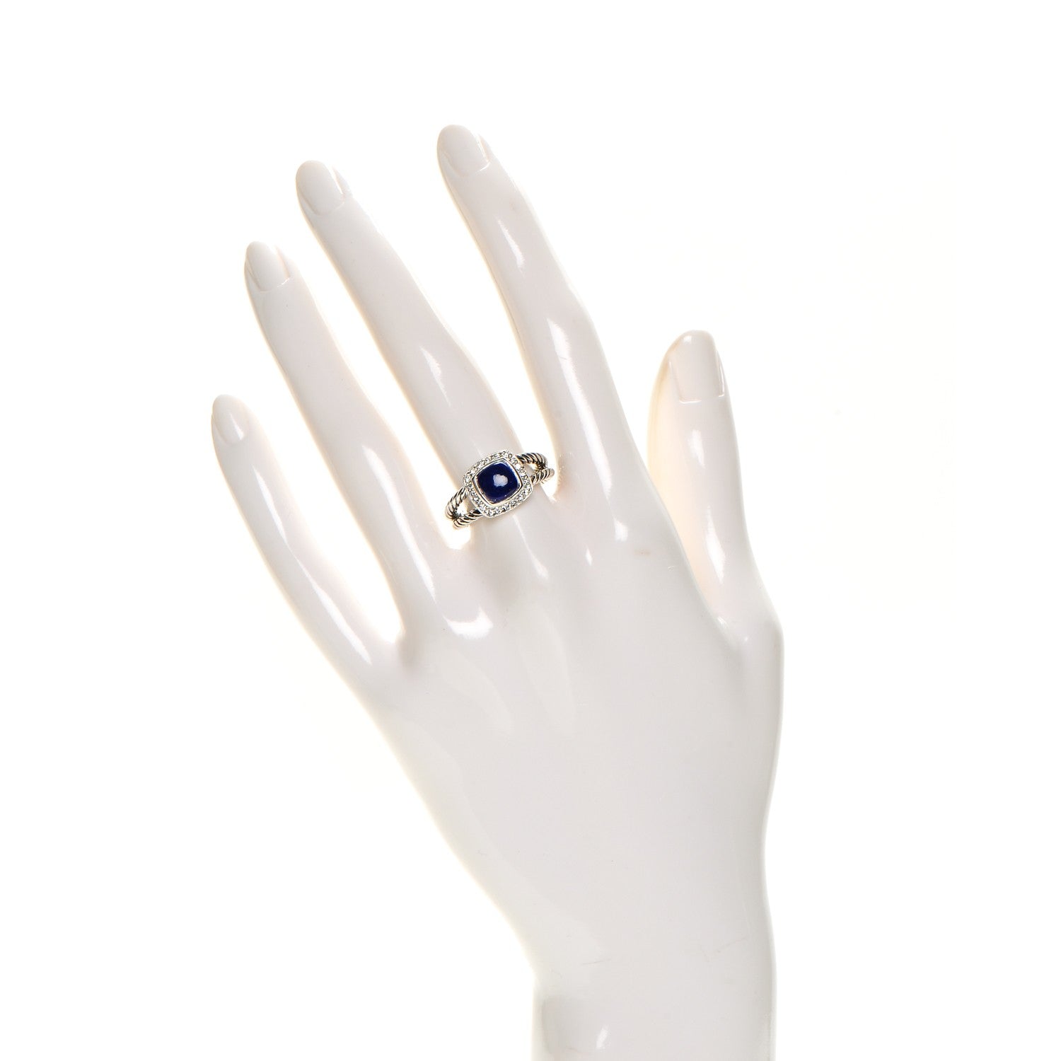 David Yurman Sterling Silver Diamond Lapis Lazuli 7mm Petite Albion Ring 52 6.25 2 of 4