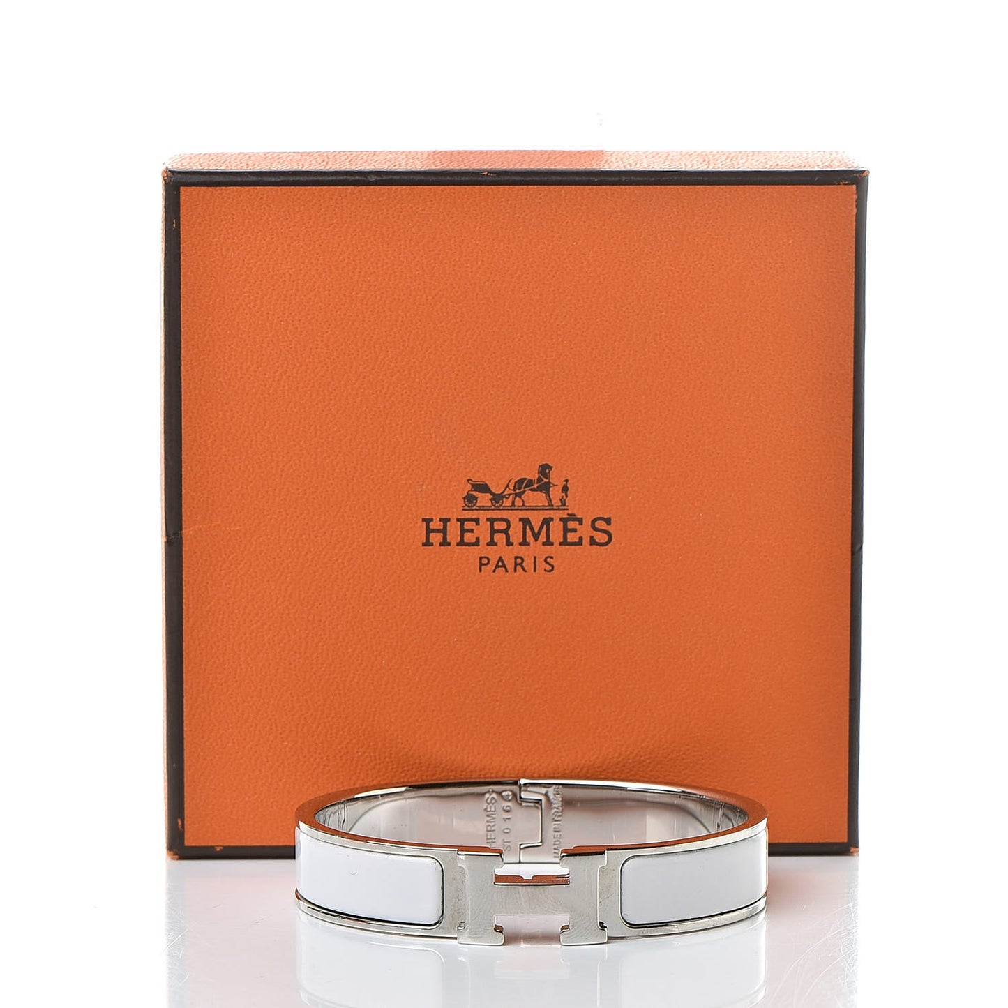 Enamel Narrow Clic Clac H Bracelet PM White