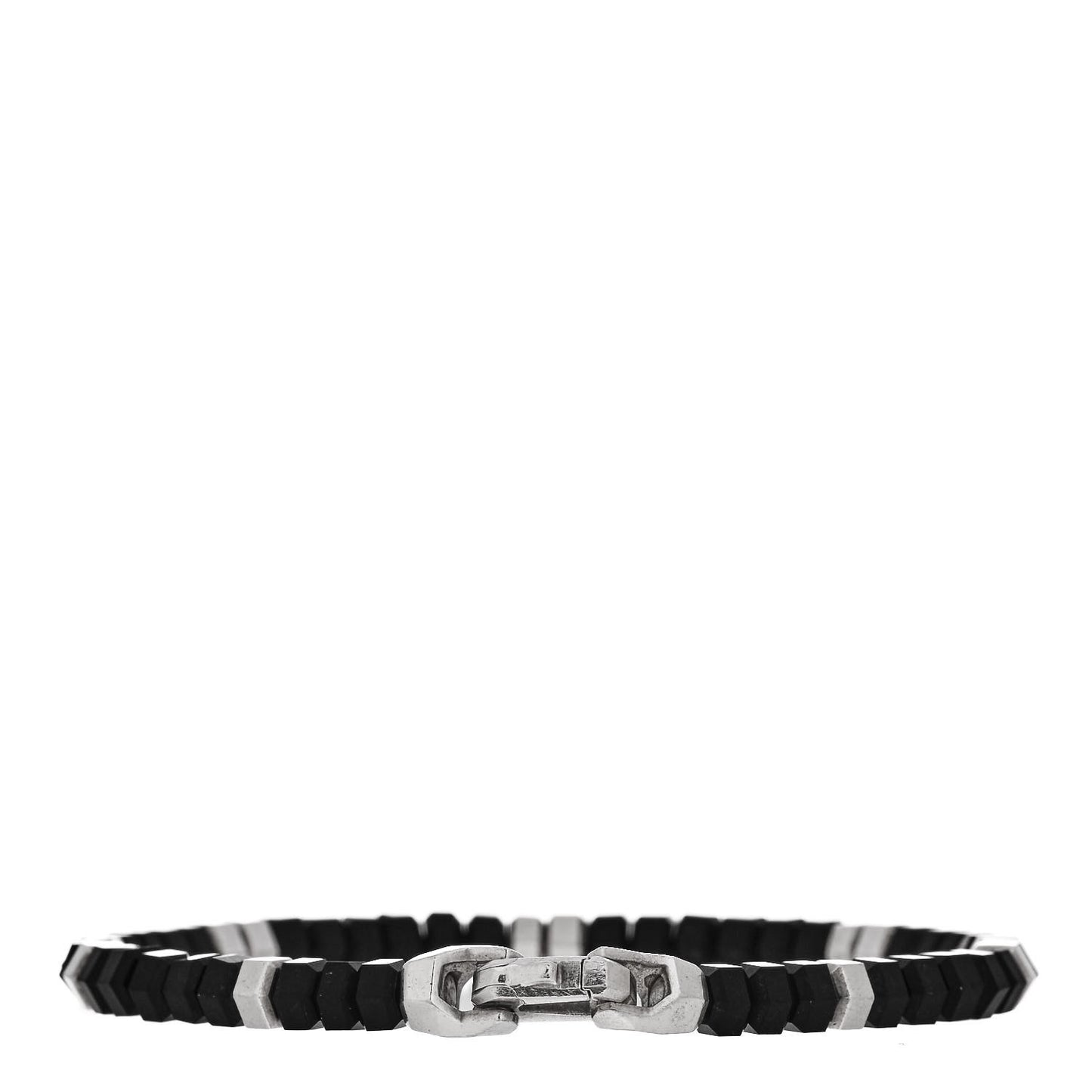 Sterling Silver Black Onyx Hex Bead Bracelet