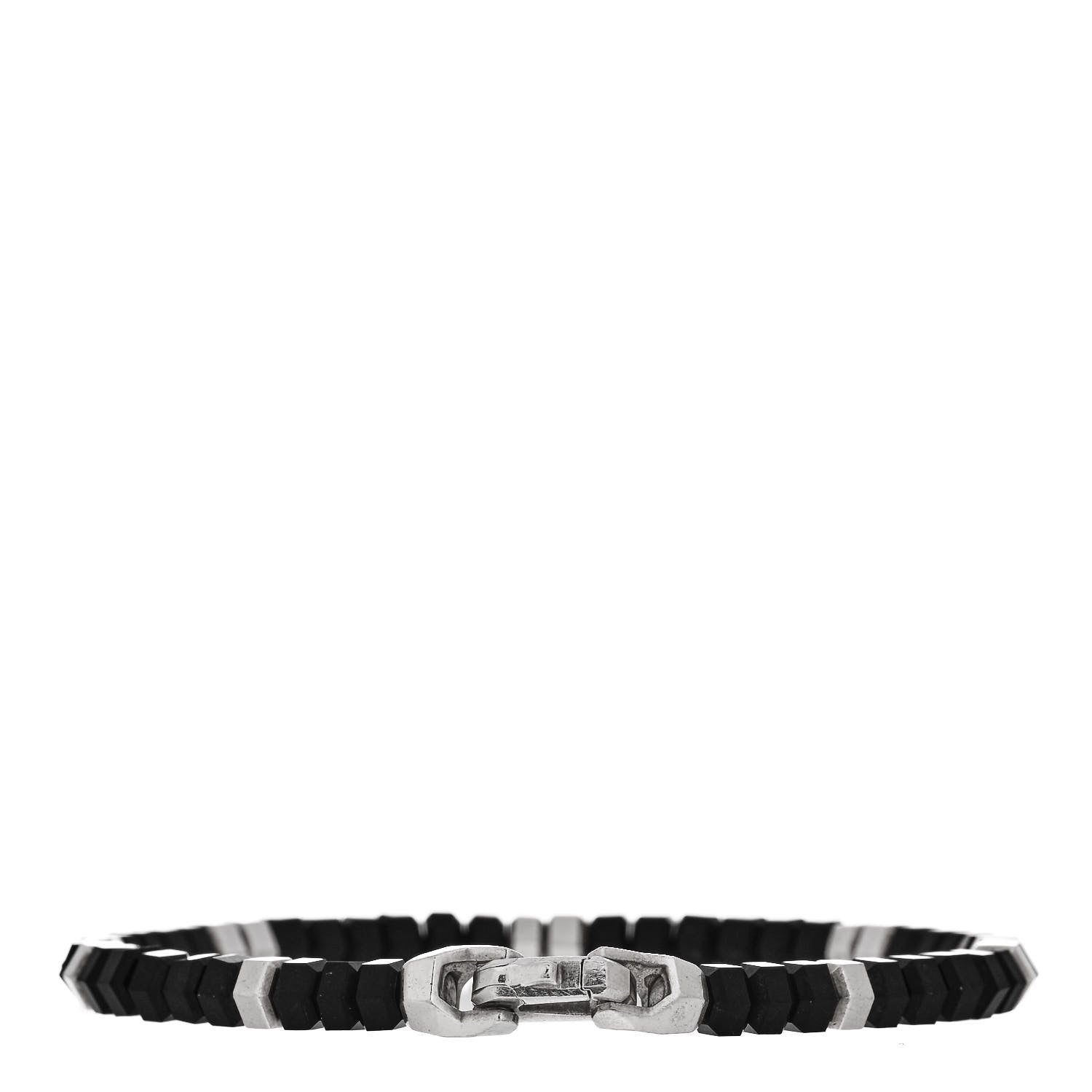 David Yurman Sterling Silver Black Onyx Hex Bead Bracelet 2 of 3