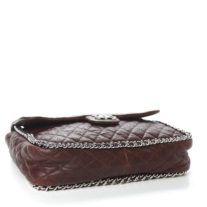 Chanel Crumpled Lambskin Quilted Maxi Chain Around Flap Dark Brown 4 of 10