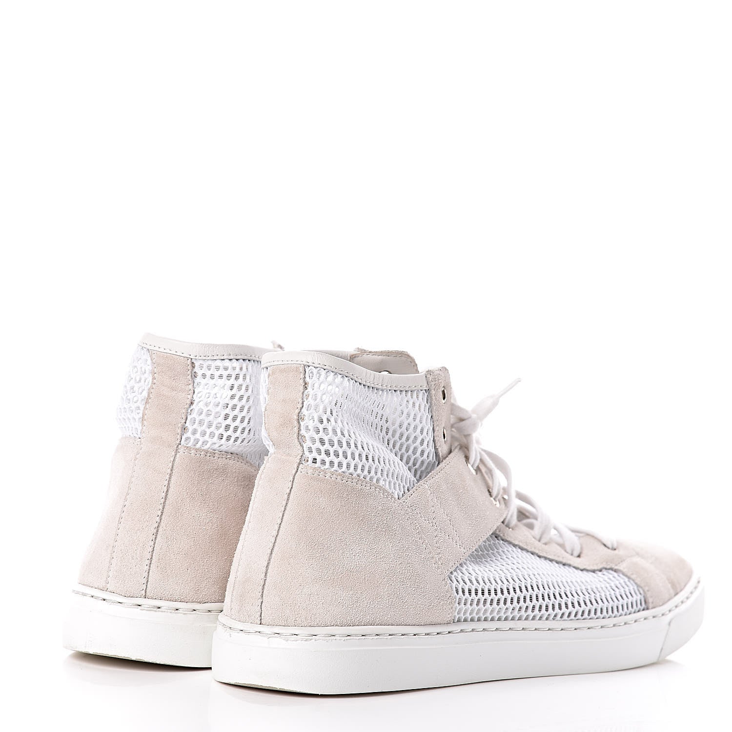 Chanel Fabric Mesh Suede Calfskin High Top Sneakers 41 White 4 of 13