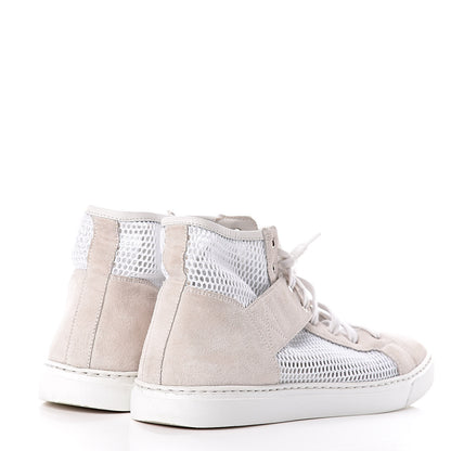 Chanel Fabric Mesh Suede Calfskin High Top Sneakers 41 White 4 of 13