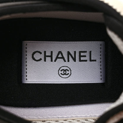 Chanel Velvet Calfskin Mixed Fibers CC Sneakers 41 Ivory Black 8 of 9