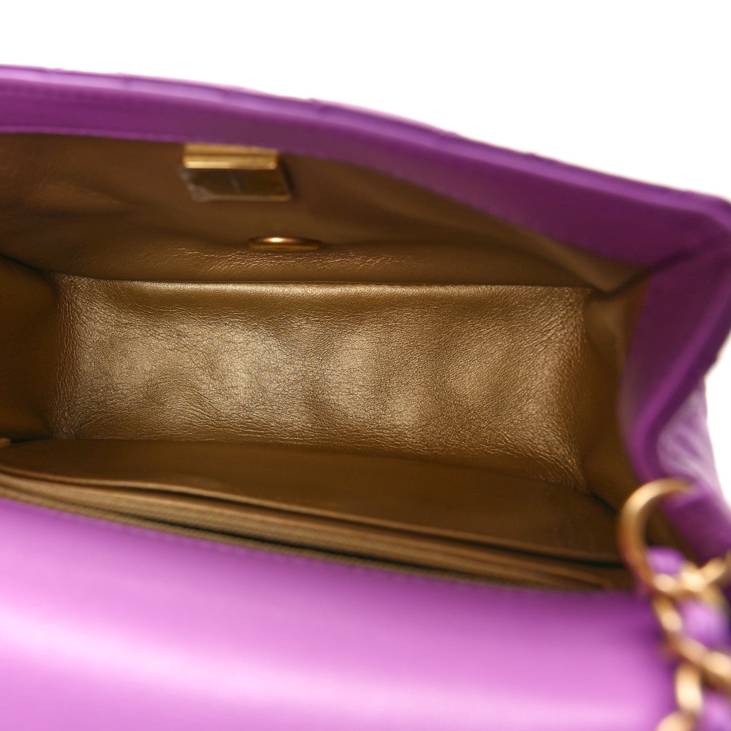 Lambskin Quilted Mini Pearl Crush Flap Purple