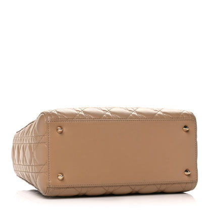 Christian Dior Lambskin Cannage Medium Lady Dior Beige 3 of 12