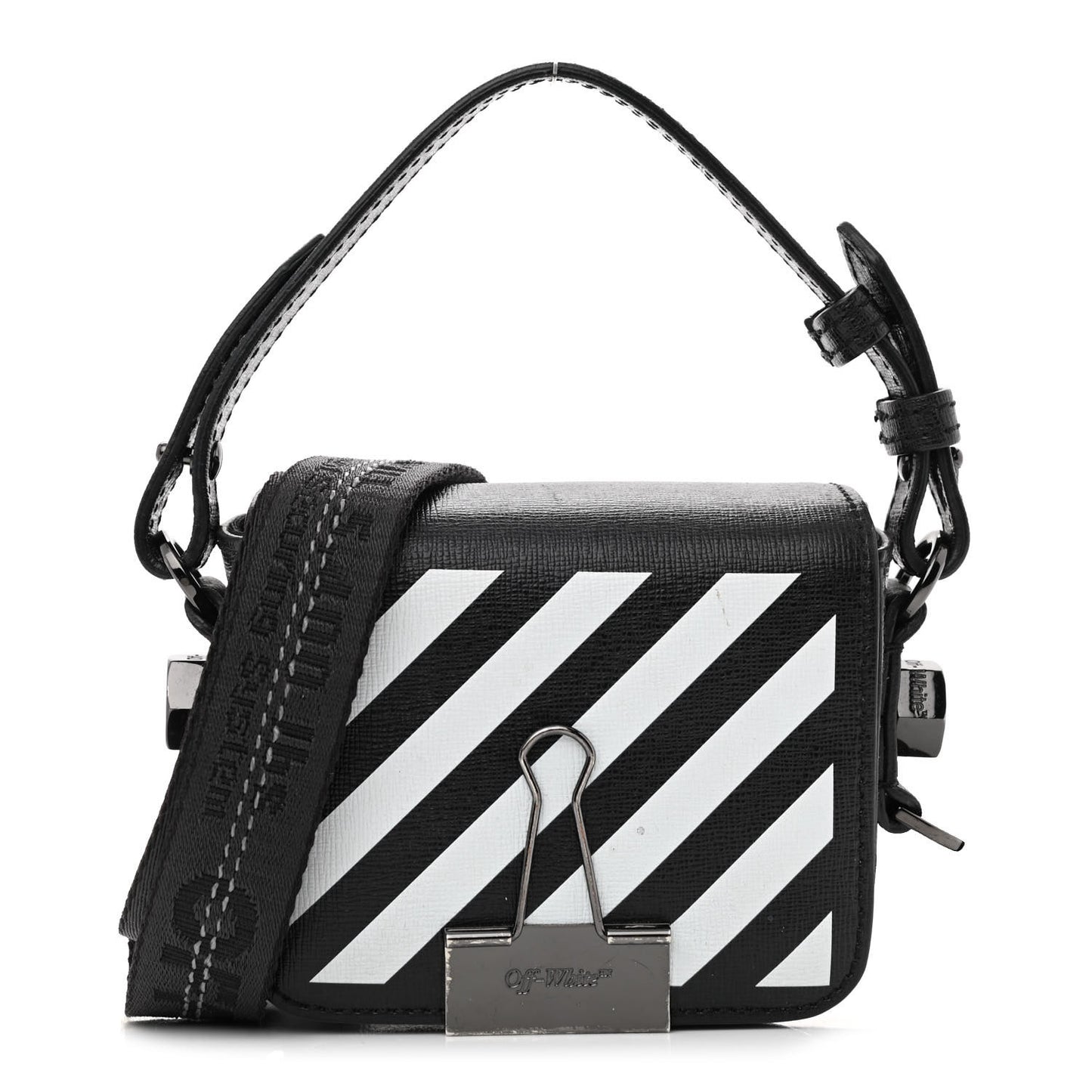 Calfskin Diag Belt Bag Black White