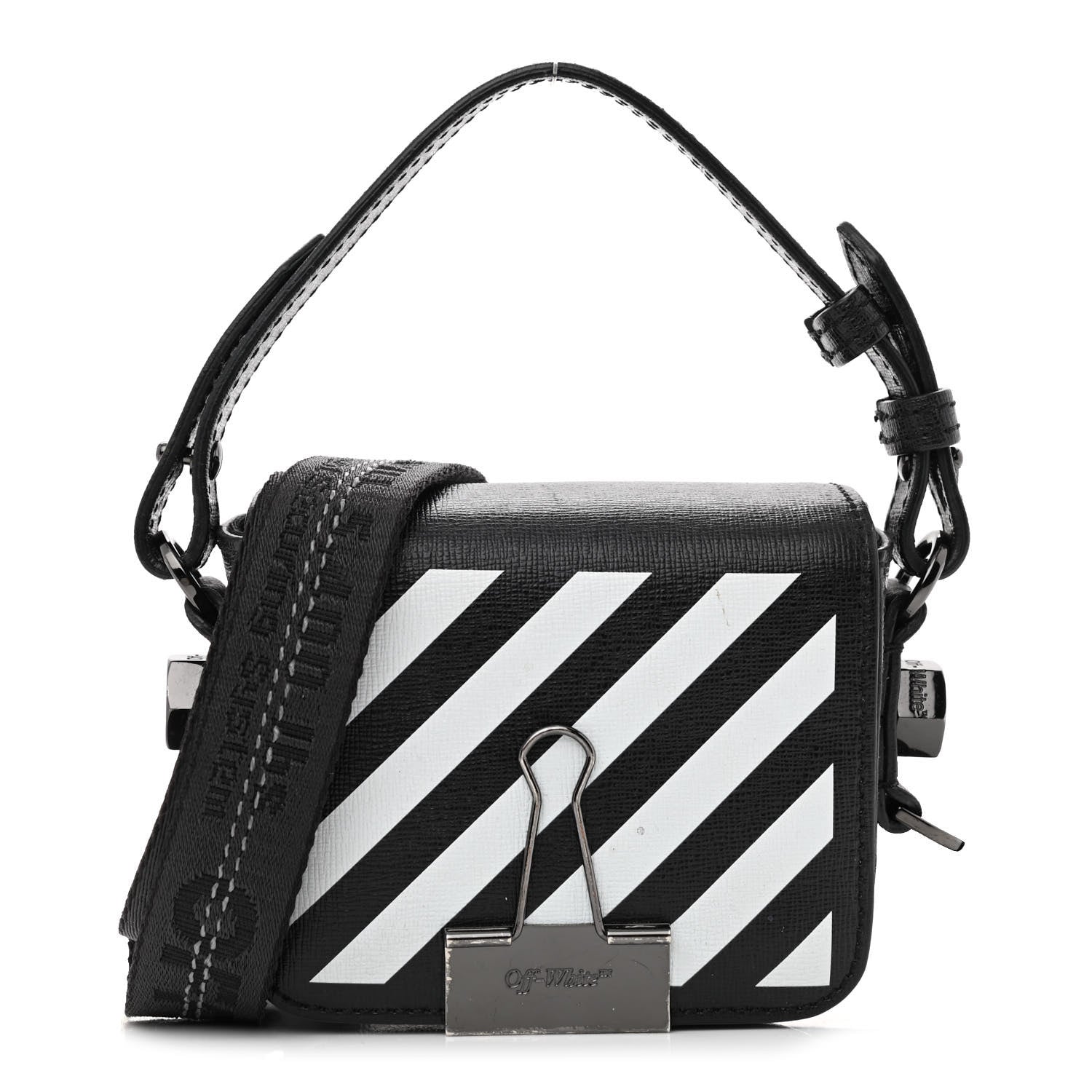Off-White Calfskin Diag Belt Bag Black White 1 of 12