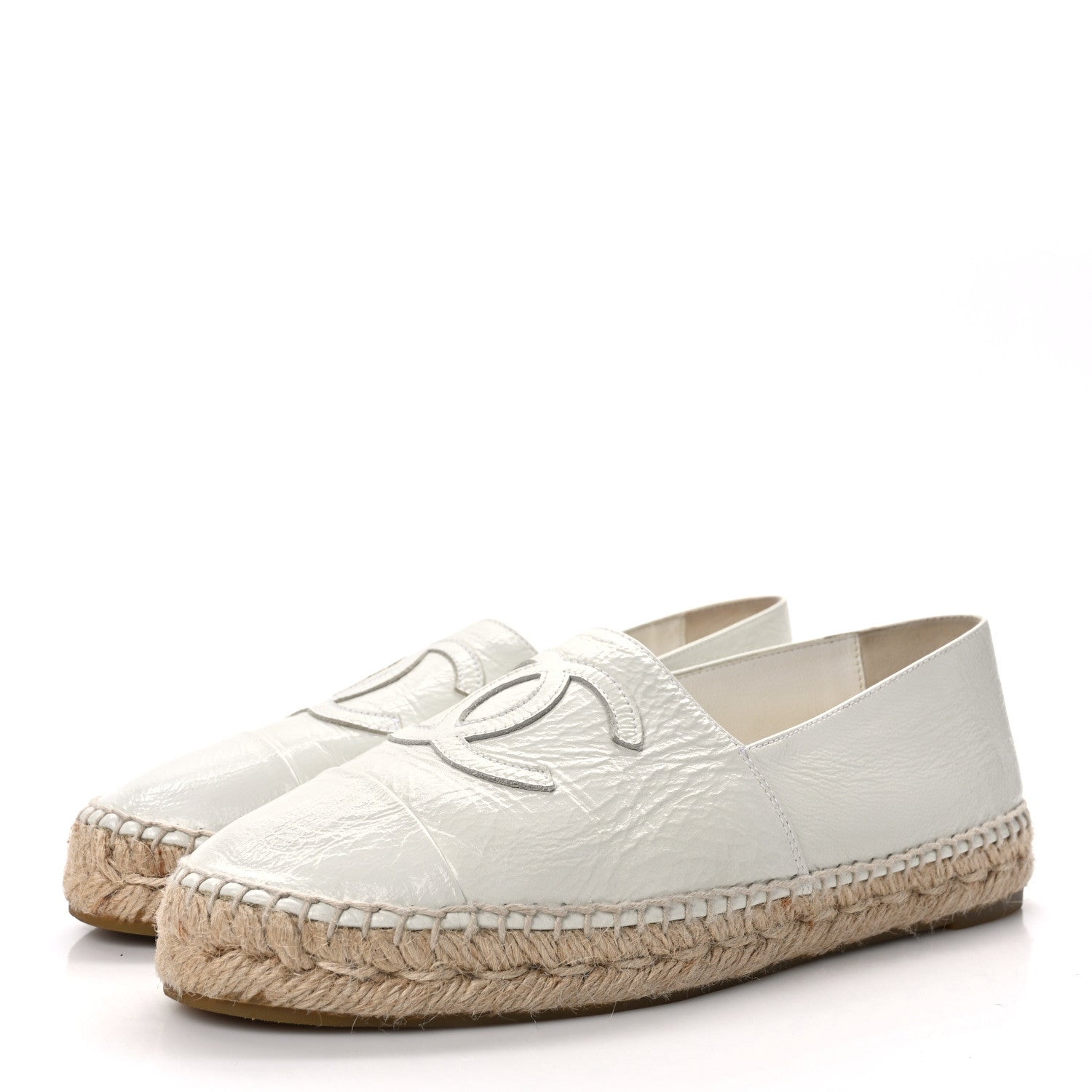 Chanel Distressed Patent CC Espadrilles 39 White 3 of 8