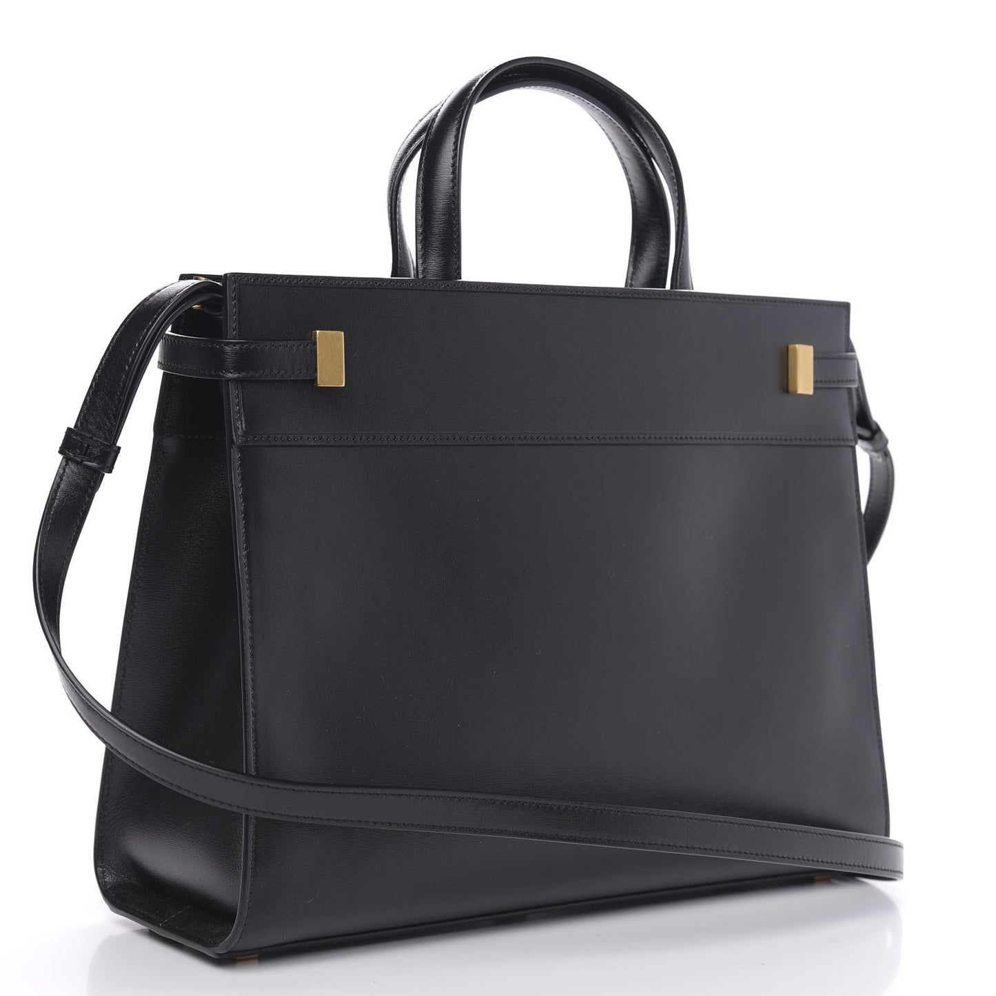 Calfskin Small Manhattan Shopper Tote Black