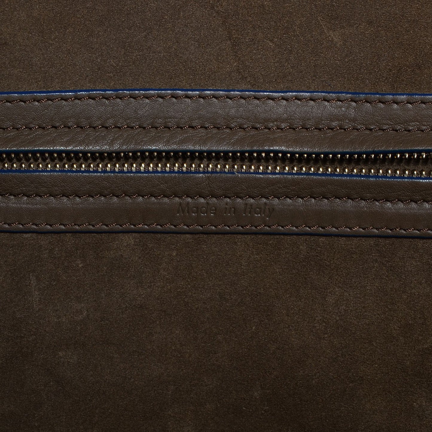 Supple Calfskin Medium Phantom Luggage Khaki Cobalt Trim