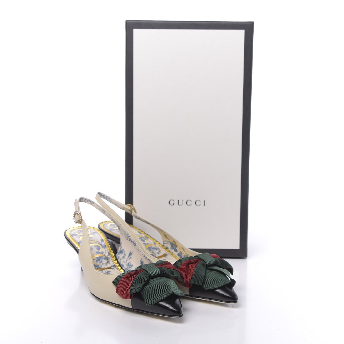 Malaga Kid Web Bow Jane Low Heel Slingback Pumps 35.5 Off White