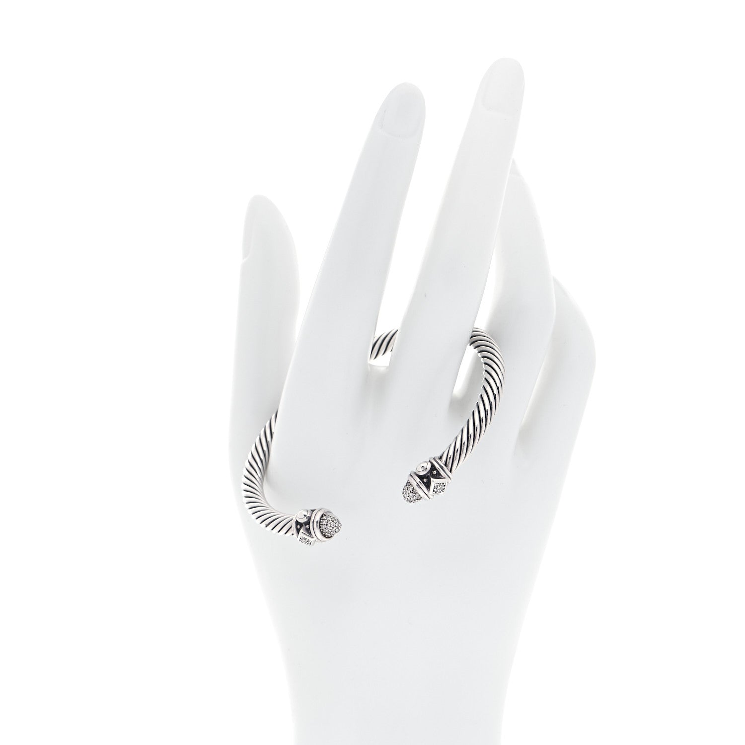 David Yurman Sterling Silver Diamond 5mm Cable Renaissance Bracelet 2 of 6