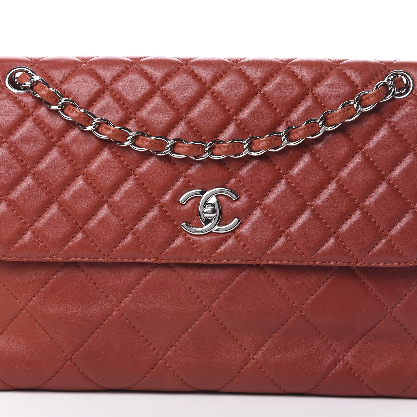 Calfskin Quilted In the Business Flap Bag Red