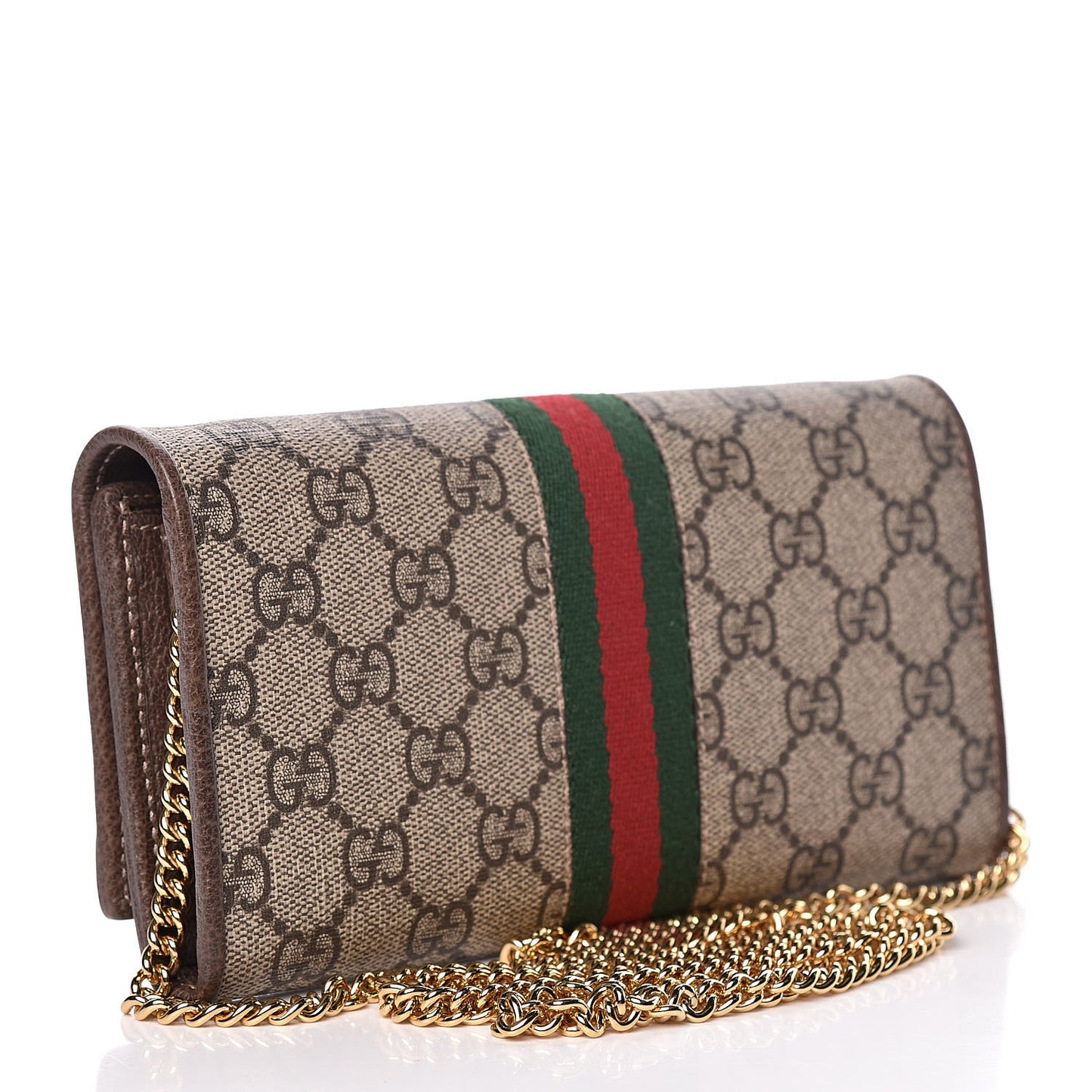 GG Supreme Monogram Web Ophidia Wallet On Chain Brown