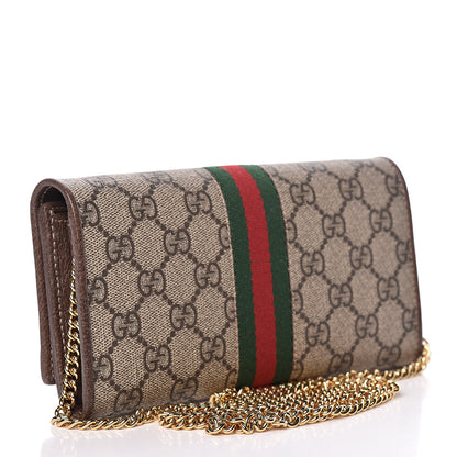 Gucci GG Supreme Monogram Web Ophidia Wallet On Chain Brown 3 of 12